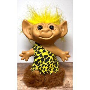 Uneeda Troll Doll Caveman With Yellow Hair & Animal Print Outfit 9'' 1960's